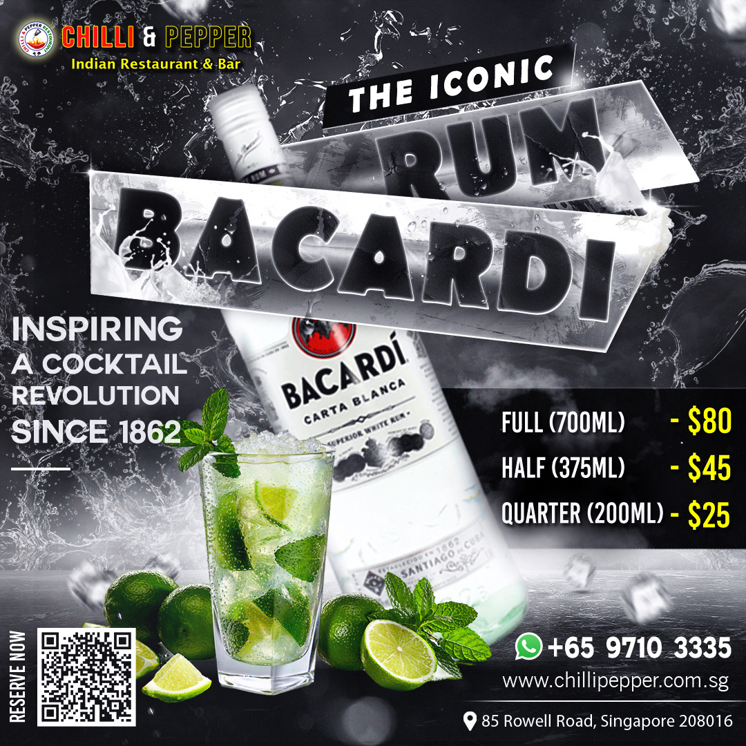 The Iconic Bacardi Offer - Chilli & Pepper Rastaurant and Bar in Little India, Singapore