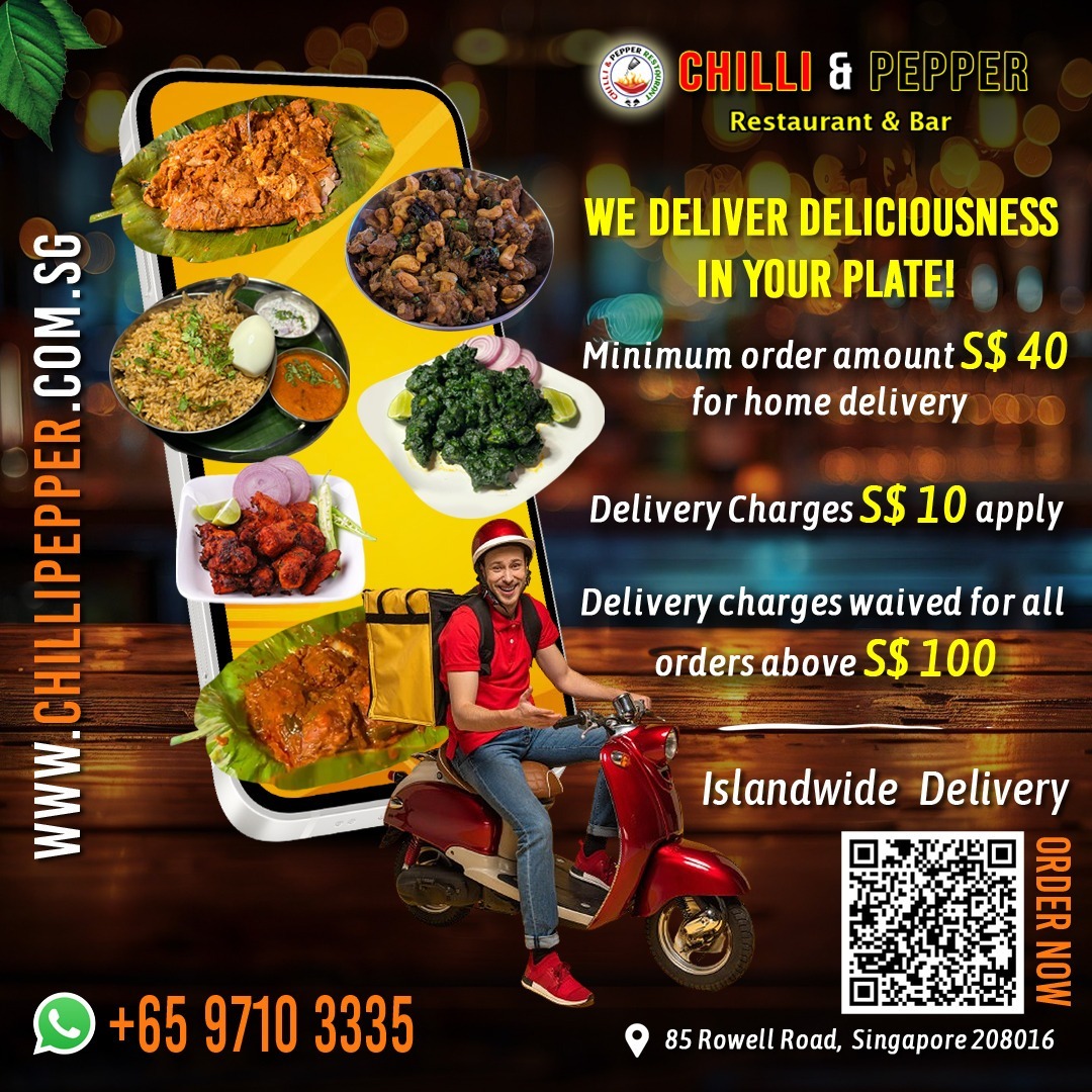 Delicious Food Delivery in Singapore - Chilli & Pepper Rastaurant and Bar in Little India, Singapore