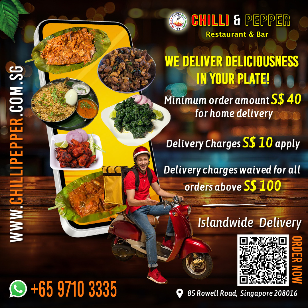 Delivering Delicious Indian Food Islandwide - Chilli & Pepper Rastaurant and Bar in Little India, Singapore